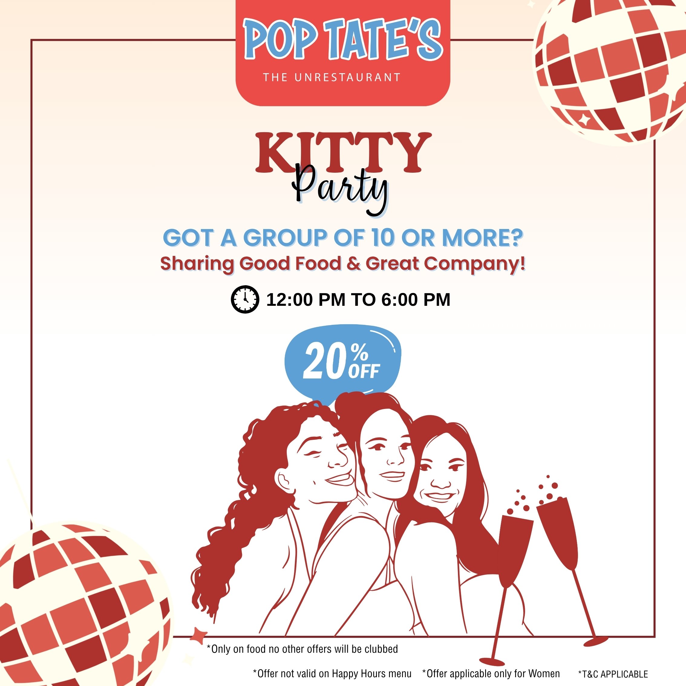 Kitty parties just got better at Pop Tate's! 💃✨